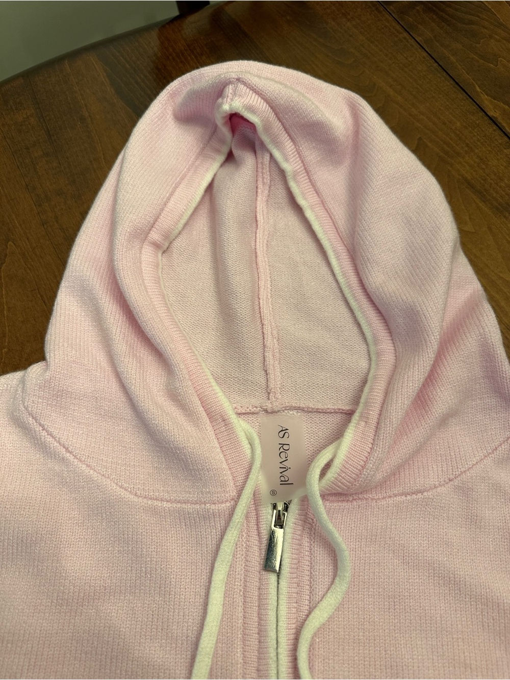 AS Revival Women’s Pink Cropped Zip-Up Hoodie - Soft Knit - Picture 4 of 7